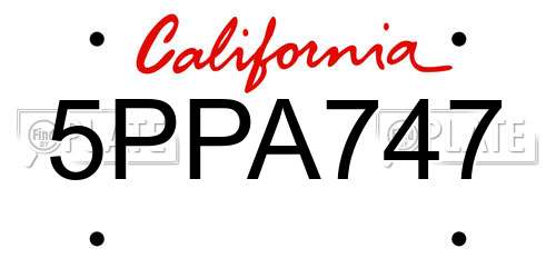 5PPA747 California License Plate