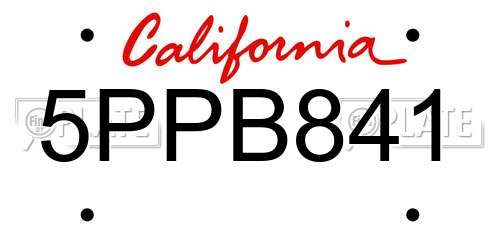 5PPB841 California License Plate