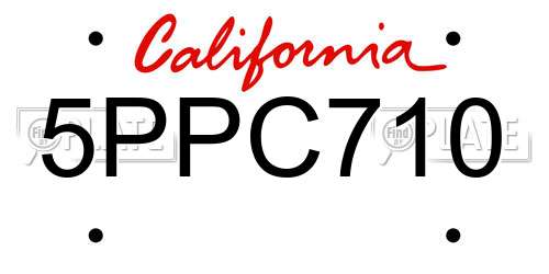 5PPC710 California License Plate