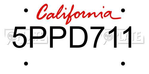 5PPD711 California License Plate