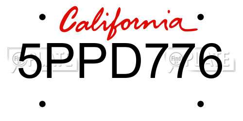 5PPD776 California License Plate