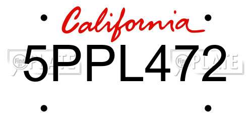 5PPL472 California License Plate