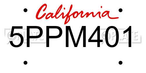 5PPM401 California License Plate