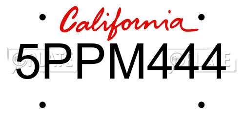 5PPM444 California License Plate