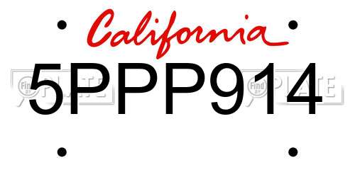 5PPP914 California License Plate