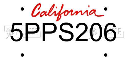 5PPS206 California License Plate