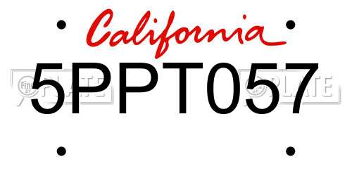 5PPT057 California License Plate