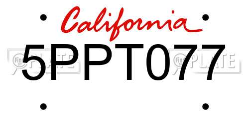 5PPT077 California License Plate