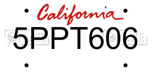 5PPT606 California License Plate