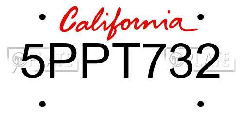 5PPT732 California License Plate