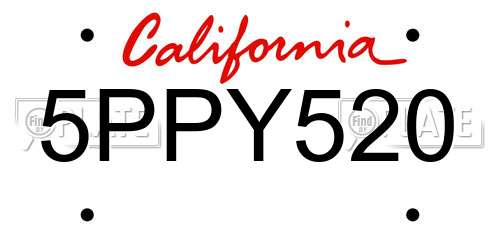 5PPY520 California License Plate
