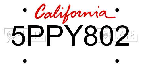 5PPY802 California License Plate