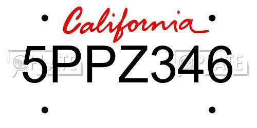 5PPZ346 California License Plate