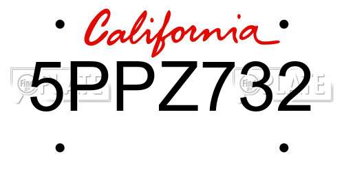 5PPZ732 California License Plate