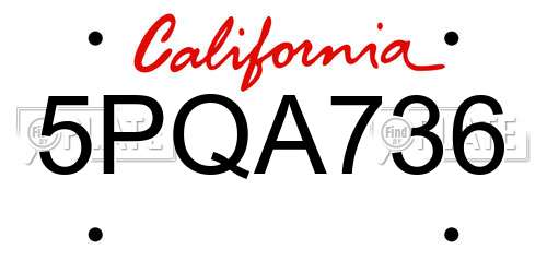 5PQA736 California License Plate