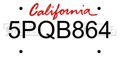 5PQB864 California License Plate