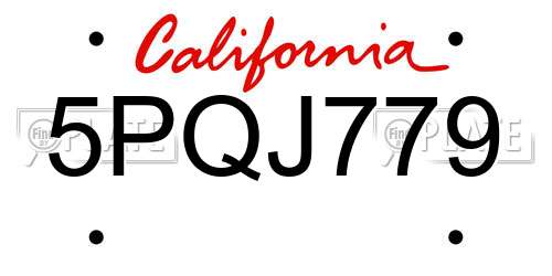 5PQJ779 California License Plate