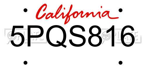 5PQS816 California License Plate