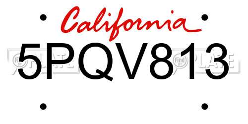 5PQV813 California License Plate