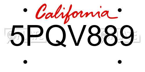 5PQV889 California License Plate