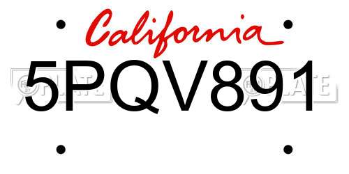 5PQV891 California License Plate
