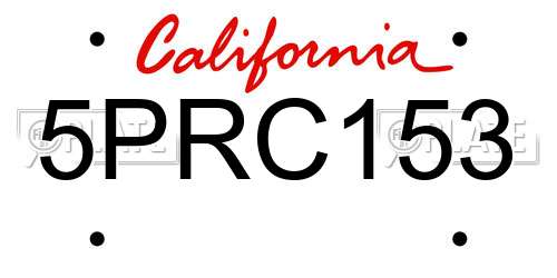 5PRC153 California License Plate