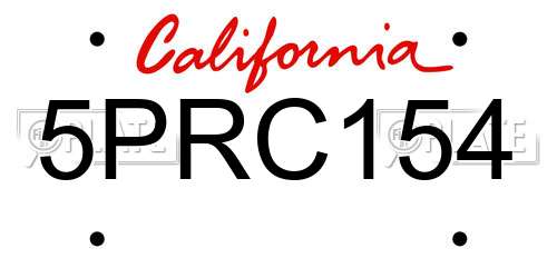 5PRC154 California License Plate