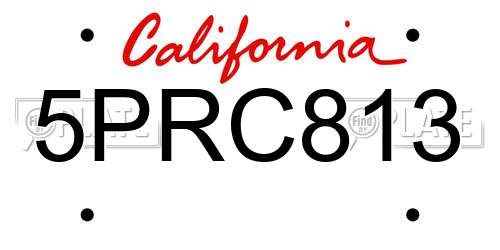 5PRC813 California License Plate