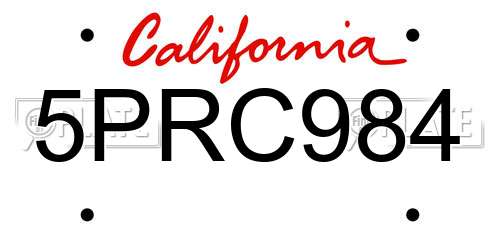 5PRC984 California License Plate