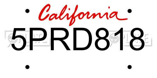 5PRD818 California License Plate