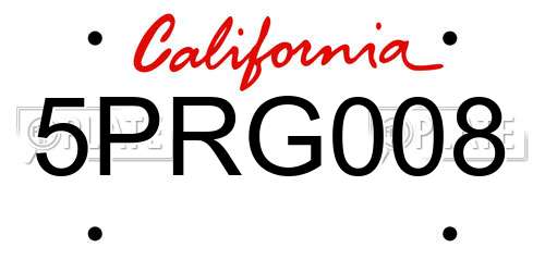 5PRG008 California License Plate