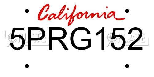 5PRG152 California License Plate