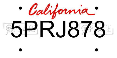5PRJ878 California License Plate