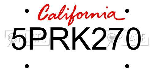 5PRK270 California License Plate