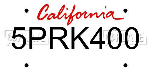 5PRK400 California License Plate