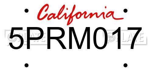 5PRM017 California License Plate