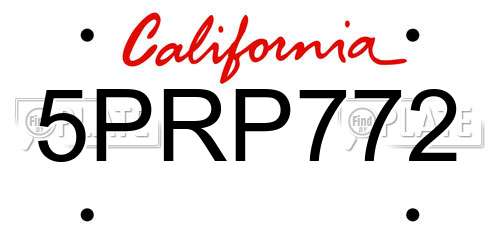 5PRP772 California License Plate