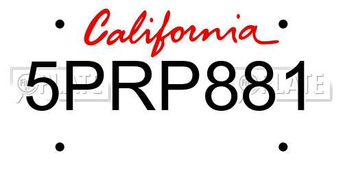 5PRP881 California License Plate