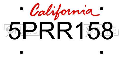 5PRR158 California License Plate