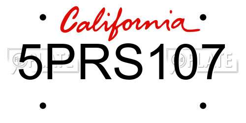 5PRS107 California License Plate