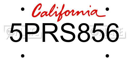 5PRS856 California License Plate