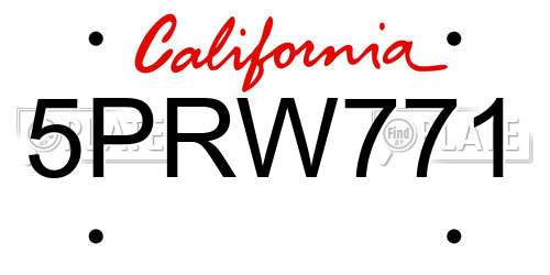 5PRW771 California License Plate
