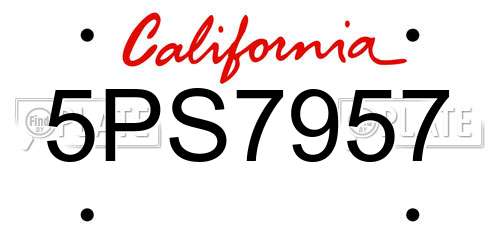 5PS7957 California License Plate