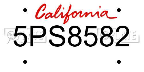 5PS8582 California License Plate