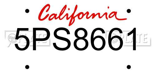 5PS8661 California License Plate