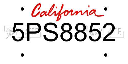 5PS8852 California License Plate