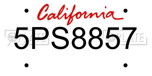 5PS8857 California License Plate