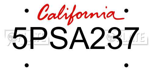 5PSA237 California License Plate