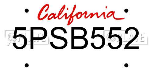 5PSB552 California License Plate