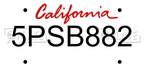 5PSB882 California License Plate